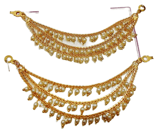 Gold Plated Traditional Indian Chandbali Earrings With Pearls