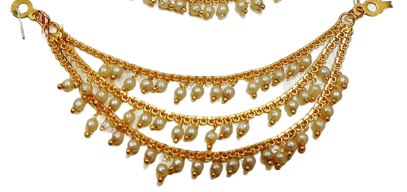Gold Plated Traditional Indian Chandbali Earrings With Pearls view 2