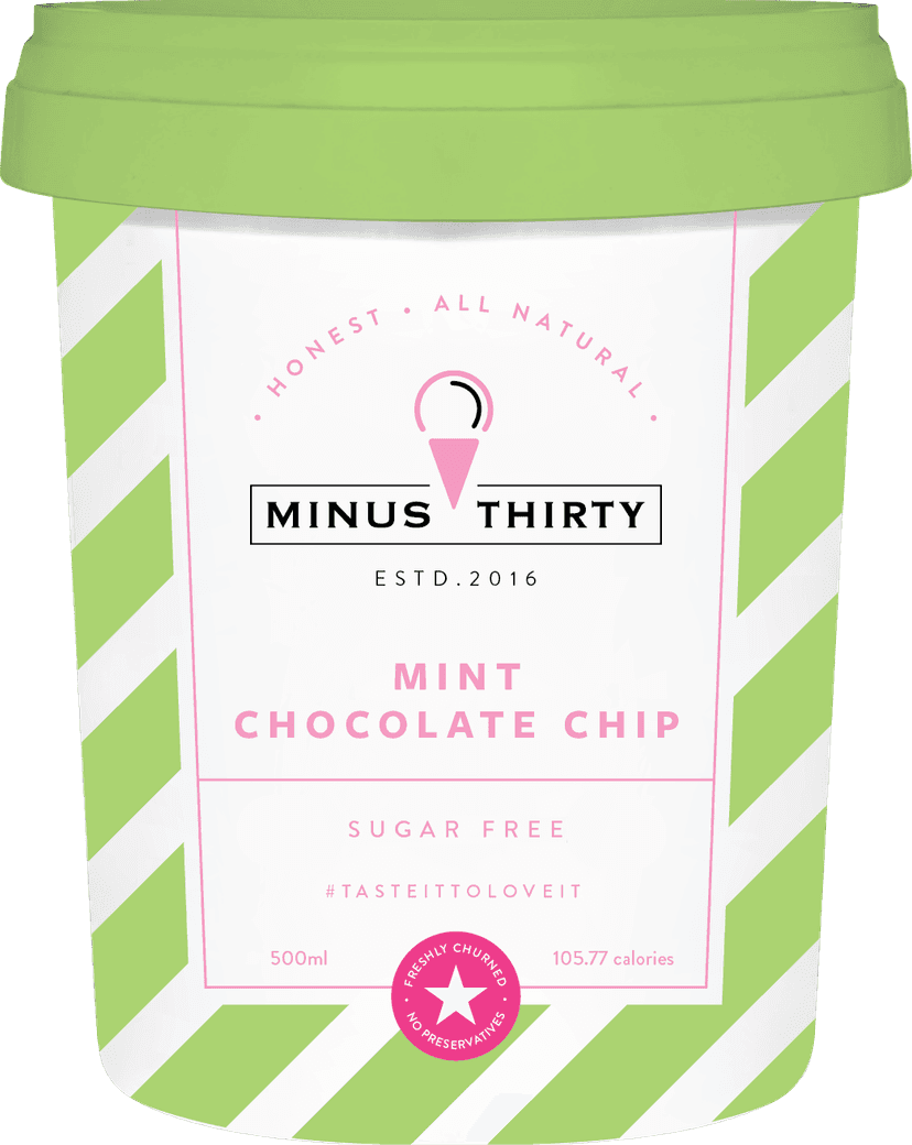 Minus30 Mint Chocolate Chip Dairy & Sugar Free | Zero Additives or Preservatives, 500 ml