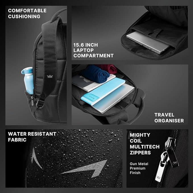 GODS Rudra 15.6 inch Polyester Travel Laptop Tech Backpack(25 Ltrs, Black) view 2