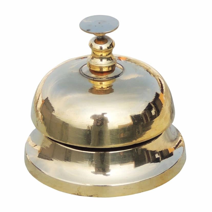 Brass Office Table Bell In Brass Polish Finish, Height : 3 Inch (ZMAS160 A) view 2