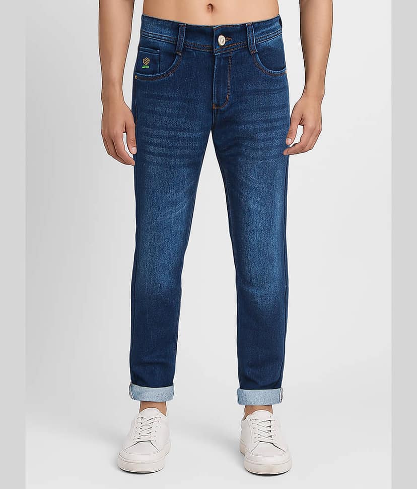plounge Slim Fit Dyed Men's Jeans - Blue ( Pack of 1 )