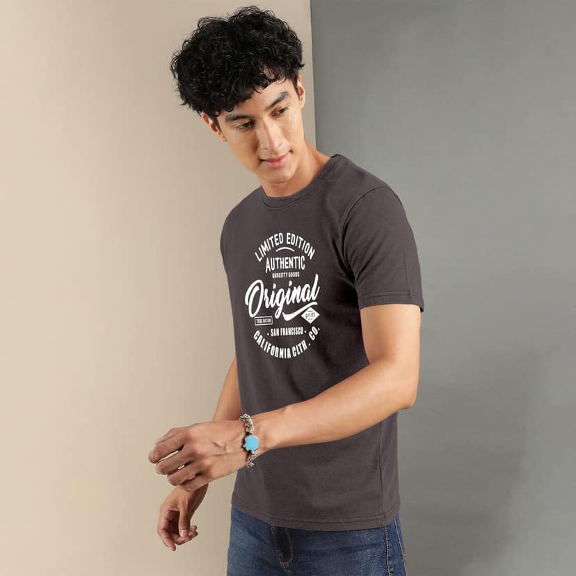 Ftx Men Printed Roundneck Cotton Rich Half Sleeve Tshirt view 4