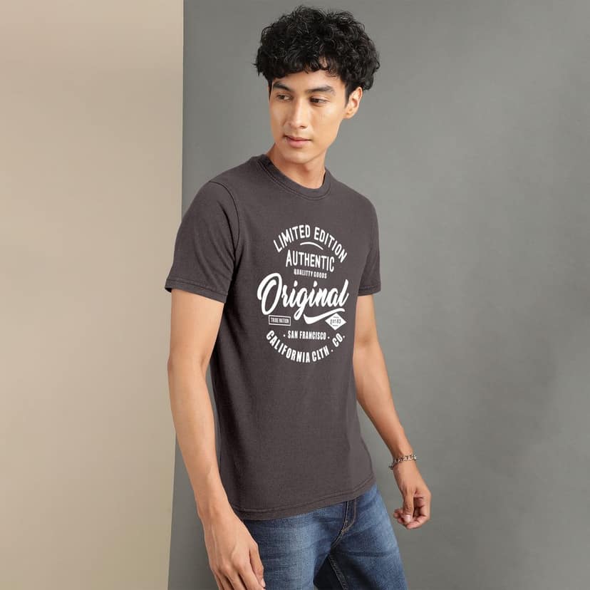 Ftx Men Printed Roundneck Cotton Rich Half Sleeve Tshirt view 5