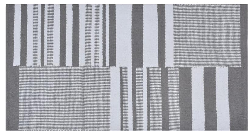 Modern Grey & White Striped Geometric Woven Area Rug | Stylish Floor Decor