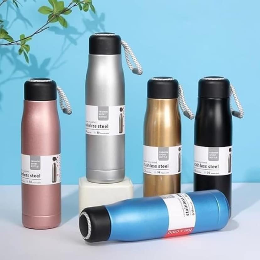 Stainless Steel Water Bottle, 500ml, Double Wall Vacuum Insulated, Hot & Cold Flask, Leakproof, BPA Free - Randomly Assorted
