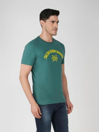 Men’s Everyday Wear Branded Pure Cotton Round Neck T-Shirt-Green