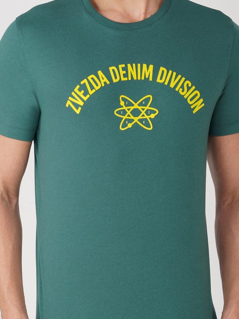 Men’s Everyday Wear Branded Pure Cotton Round Neck T-Shirt-Green view 4