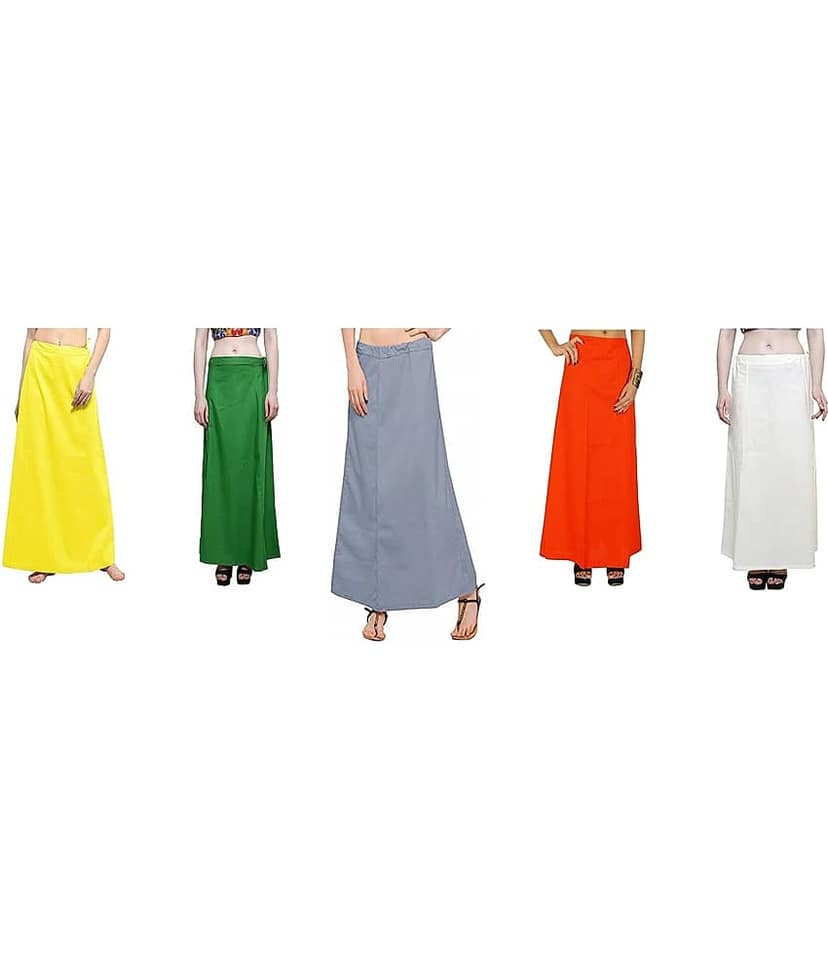 JTG enterprises Multicoloured Cotton Petticoat - Pack of 5