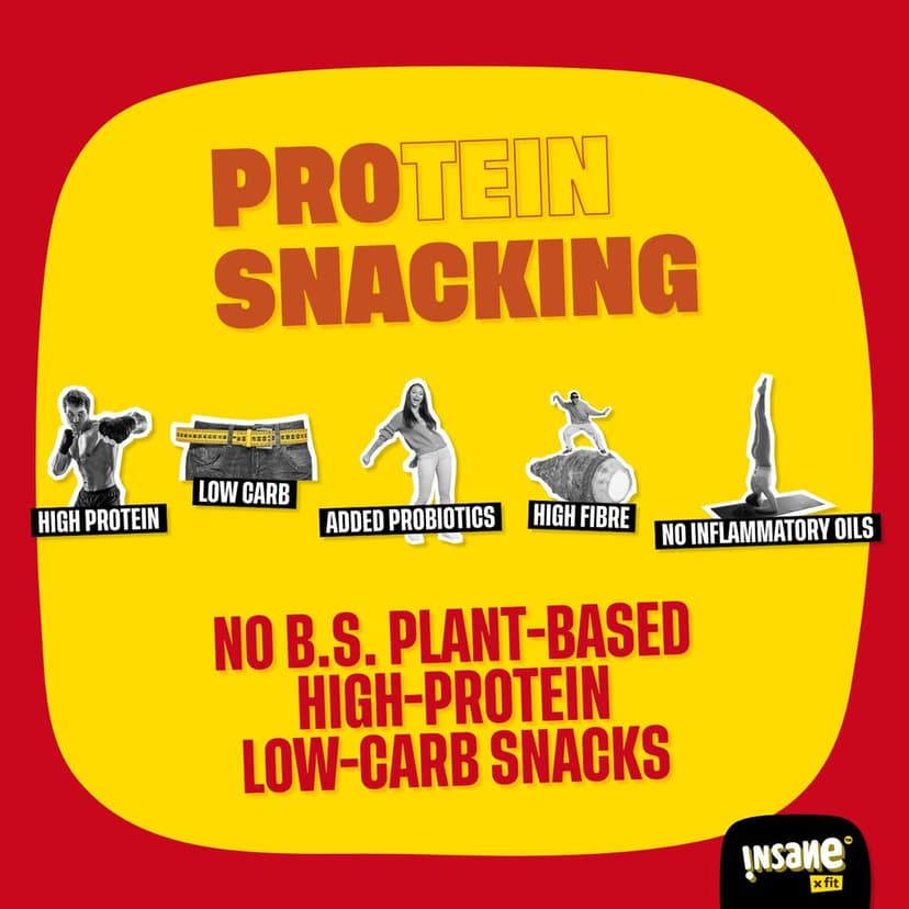 Insane Fit Protein Puffs | Lemon Achari 60g x 4 | Plant Protein | Roasted | Probiotics & Fibre | No Vegetable Oil view 5