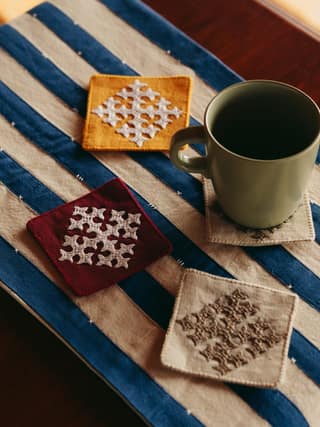 Hand-embroidered Tea Coasters (Pack of 4)