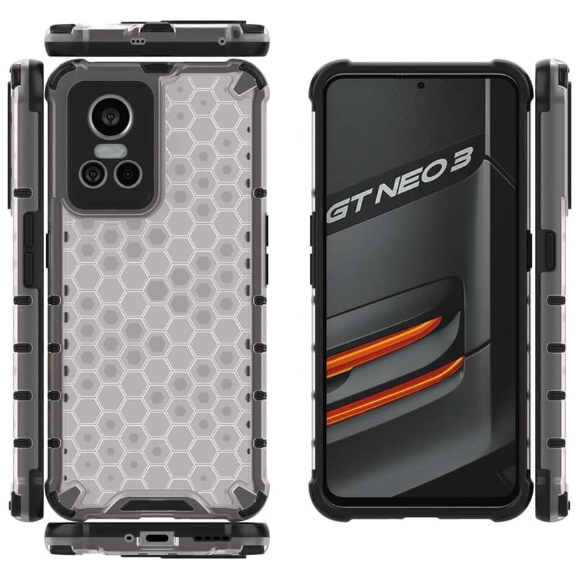 Faircost for Realme GT Neo 3T Hybrid Shockproof Back Cover Hard Outside Soft Inside- (Polycabonate::Transparent) view 3
