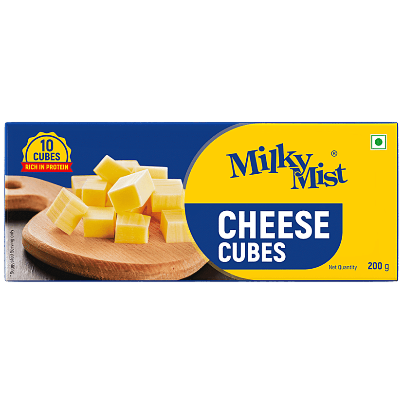 Milky Mist Cheese Cubes, Rich In Protein, Calcium, Enhance Taste & Flavour, 200 G Carton