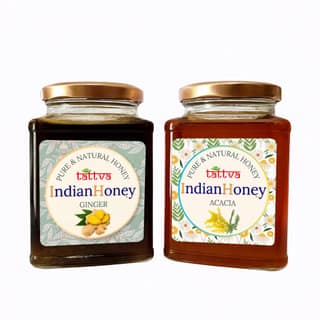 IndianHoney Rajasthan Acacia & Ginger Honey Combo (Pack of 2) | Pure & Natural | 1kg (500g Each) | Unprocessed & Unfiltered Natural Sweetener