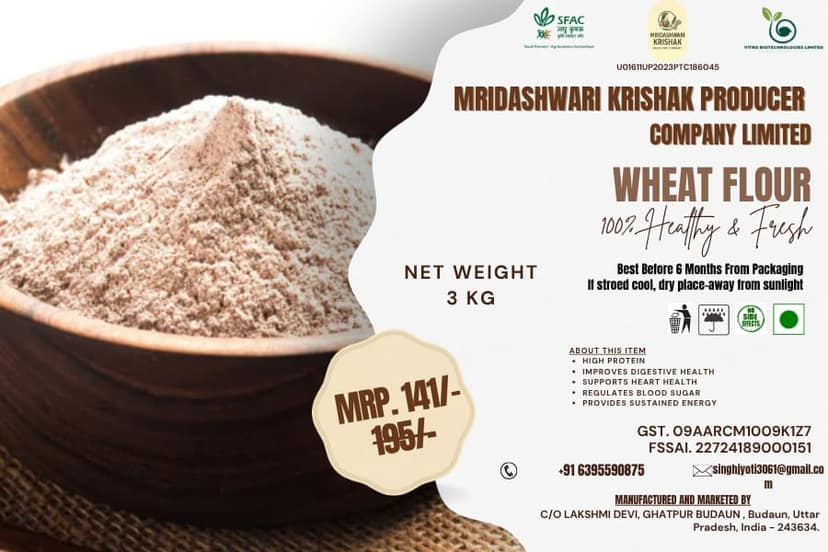 Mridashwari Krishak Producer Wheat Flour 3kg view 3