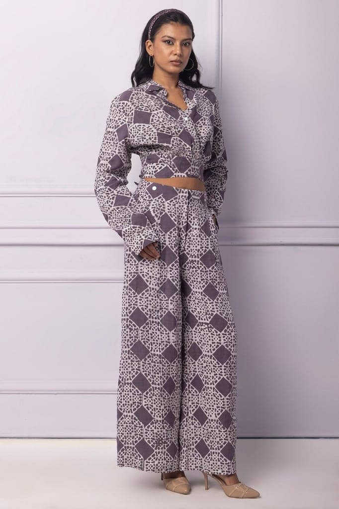 Purple Batik Printed Wrap Top view 2