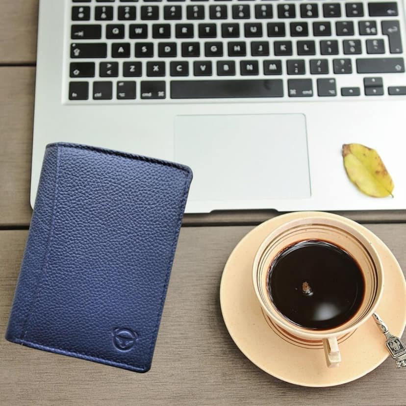 GIGABULL Men Casual Blue Genuine Leather RFID Wallet view 6