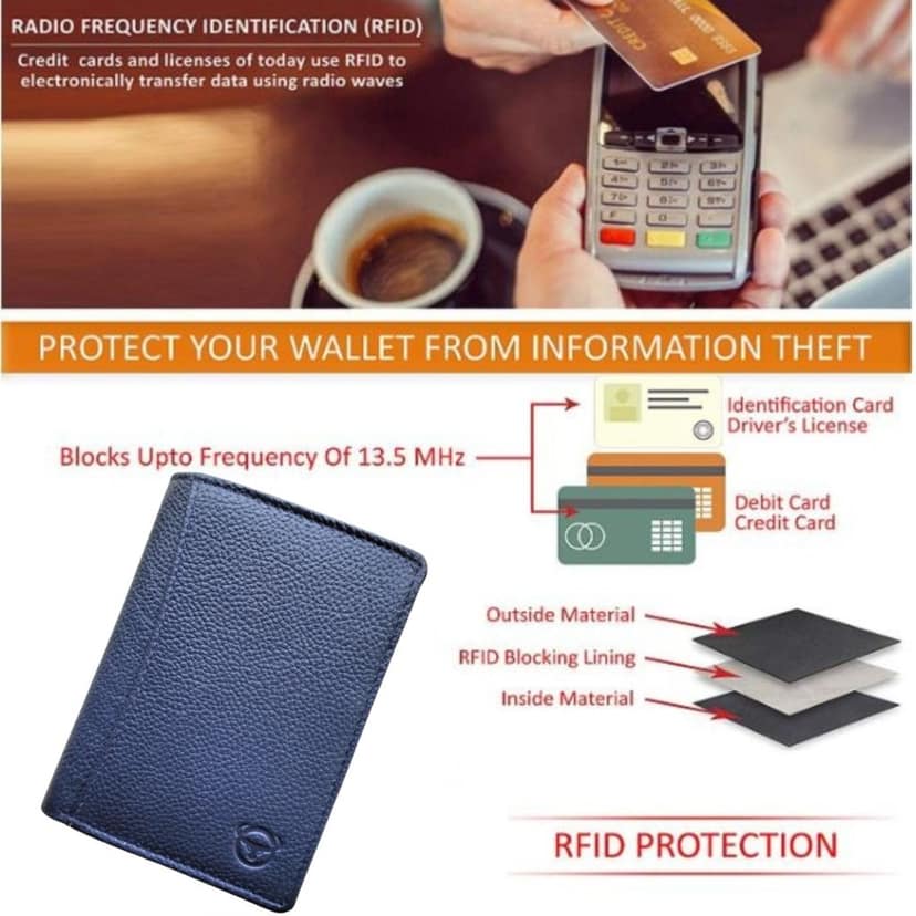 GIGABULL Men Casual Blue Genuine Leather RFID Wallet view 7