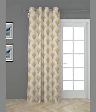 Houzzcode - Grey Melange Polyester Geometric Long Door Curtain ( Pack of 1 )