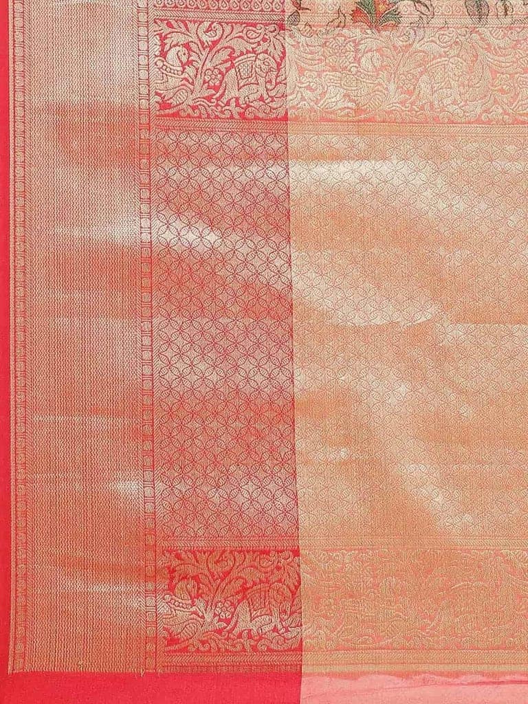 Women's Digital Printed Woven Silk Saree with unstiched blouse piece view 6