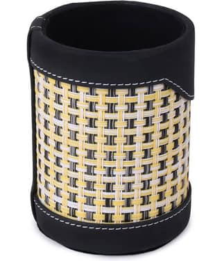 Rasper Black Leather & Mat Pen Holder For Office Table Stylish Round Pen Pencil Holder Desk Organizer Multipurpose Pen Stand Holder (3x3x4 Inches)