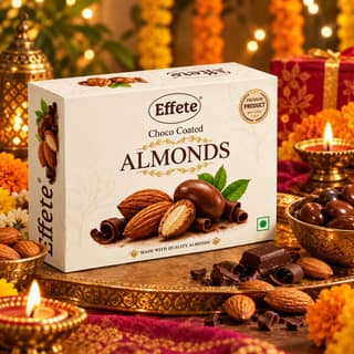 DHRUVINSRI Premium Effete Choco Coated Almonds Chocolate(32 Gm), Medium Sugar Coating, More Nutty, Healthy - 50 Grams/Pack