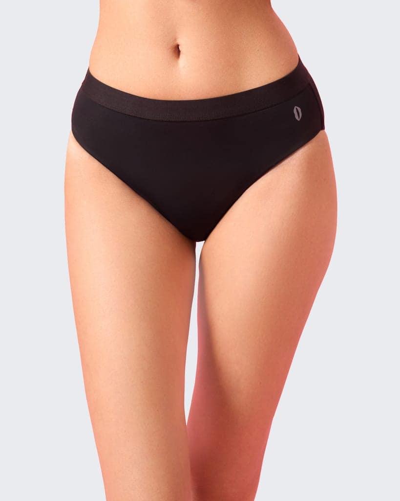 Sanity Mid Rise Hipster Period Panties | Leak-Proof & Reusable Black Menstrual Underwear | Eco-Friendly & Rash-Free