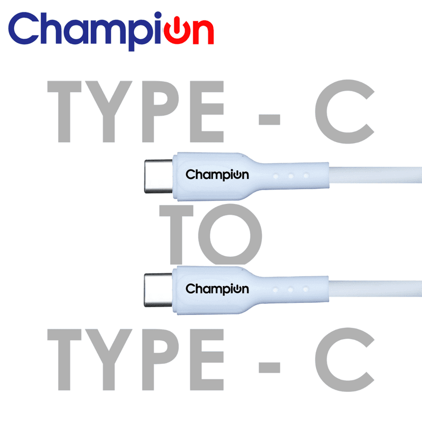Champion SuperVOOC Type-C to C 65W Data Sync & Charging Cable PVC for all Apple & Type-C Port Devices (White) view 3