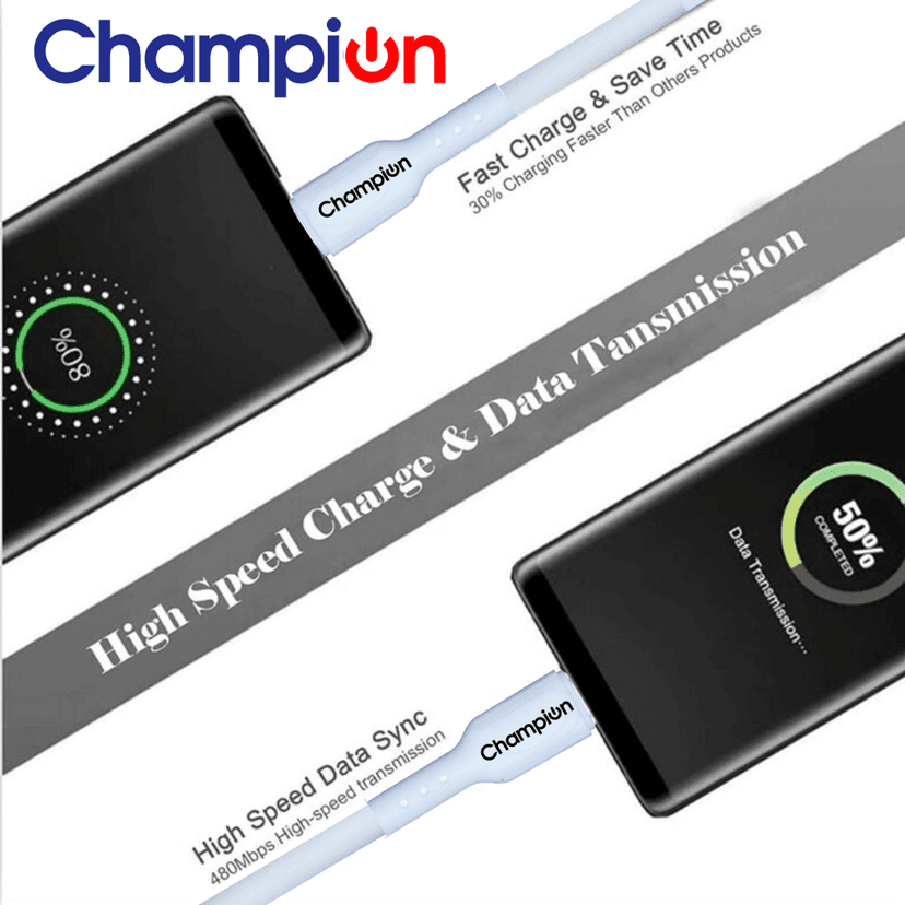 Champion SuperVOOC Type-C to C 65W Data Sync & Charging Cable PVC for all Apple & Type-C Port Devices (White) view 4