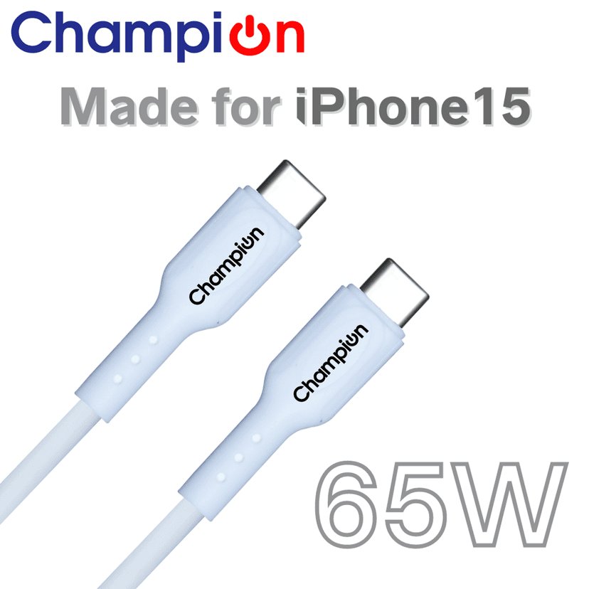 Champion SuperVOOC Type-C to C 65W Data Sync & Charging Cable PVC for all Apple & Type-C Port Devices (White) view 5