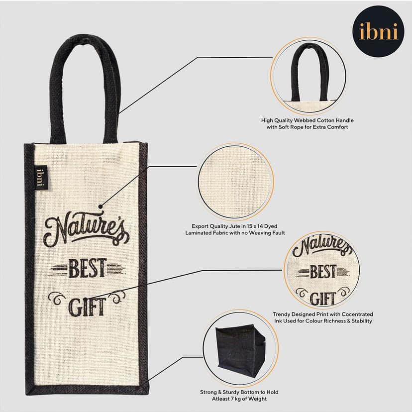 Ibni Premium Jute Water Bottle Bag – Eco-Friendly, Durable, Stylish, and Perfect for Travel, Gym Bag, Jogging Bag, Office Bag. Color Off White view 2