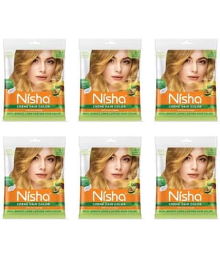 Nisha Creme Hair Color Golden Blonde 40g Pack of 6, Permanent Hair Colour for Women & Men, Long Lasting Hair Color