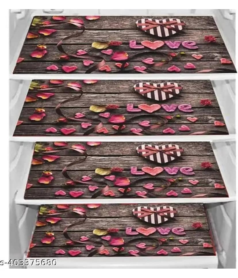 Crosmo PVC Floral Printed Fridge Mats ( 43 28 ) Pack of 4 - Multicolor view 2
