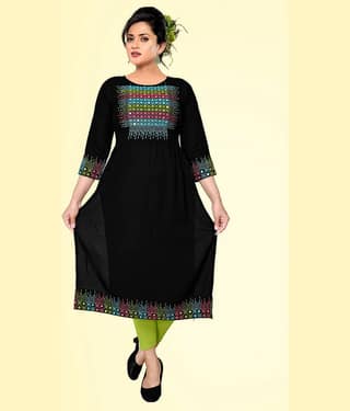 haya fashion - Black Rayon Women's Straight Kurti ( Pack of 1 )