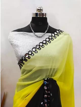 Georgette Saree With Mirror Work And Blouse