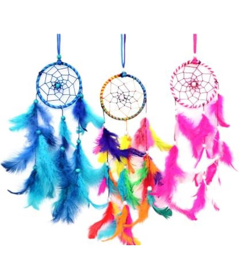 Zimka - Multicolor Feather Dream Catcher - Pack of 3 ( 37 X 8 cms ) view 2