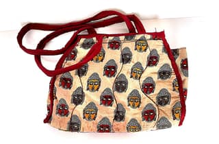 Handmade Buddha Print kalankari Cotton Shoulder Bag