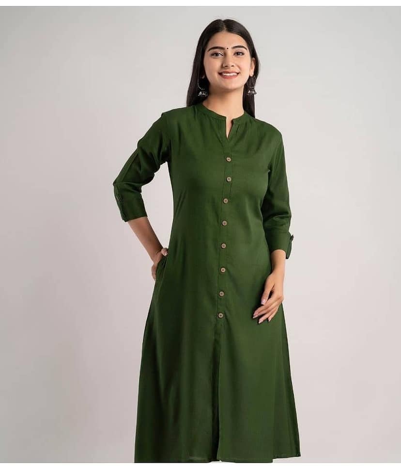 MAUKA - Green Rayon Women's A-line Kurti ( Pack of 1 )