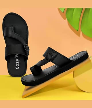 Cozy Wear Black Men's Leather Slipper