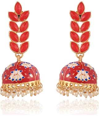 VIRAASI - Red Jhumki Earrings ( Pack of 1 )