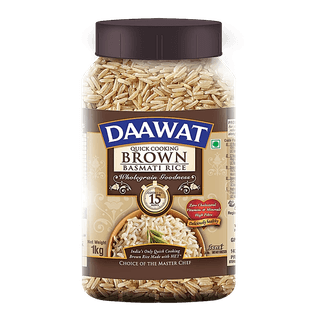 Daawat Basmati Rice/Basmati Akki - Brown (Quick Cooking), 1 Kg Jar
