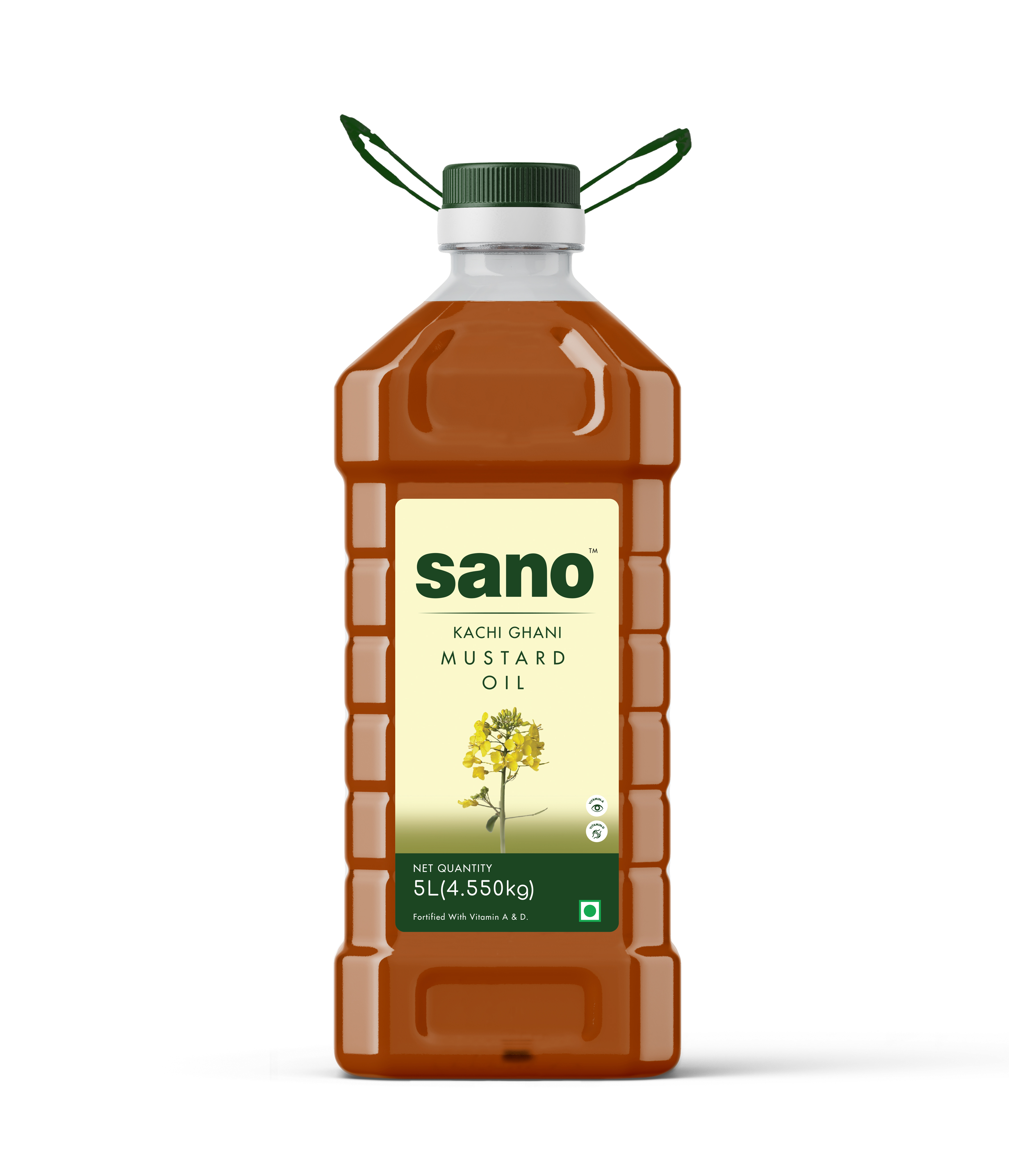 Sano Pure & Fresh Kachi Ghani Mustard Oil 5L | Rich in Omega-3 | 100% Natural | Authentic Indian Cooking Oil