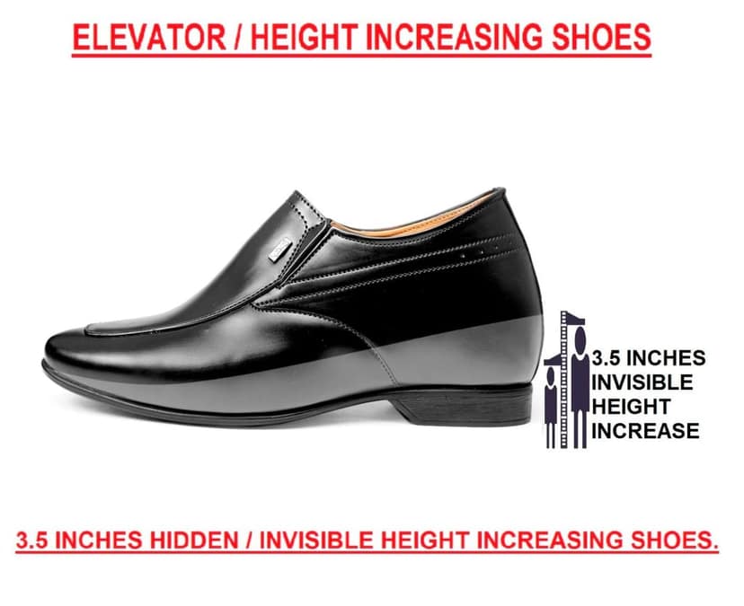 BXXY Men's 9 cm (3.5 Inch) Hidden Height Increasing Faux Leather Material Slip-on Formal Dress Shoes view 3