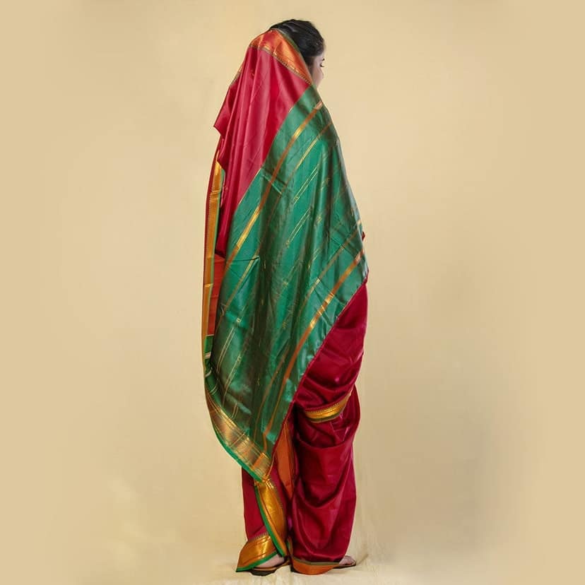 Readymade Maroon Nauvari Saree view 3