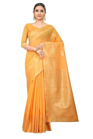 Silk Zone Women's Jamdani Cotton Woven Silk Saree with Blouse Piece