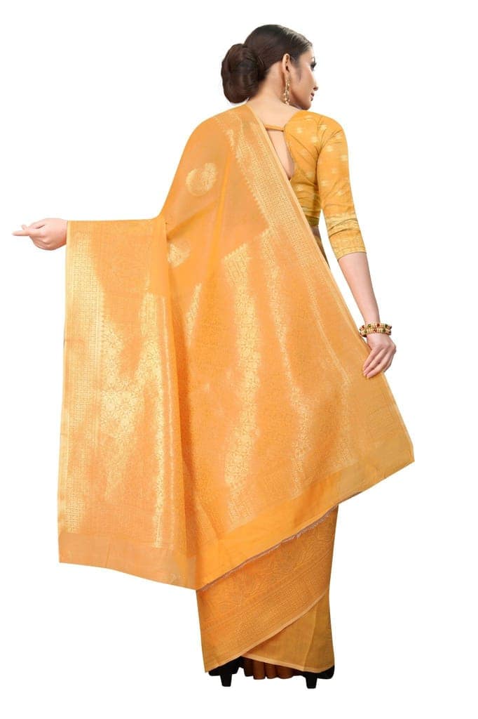 Silk Zone Women's Jamdani Cotton Woven Silk Saree with Blouse Piece view 3