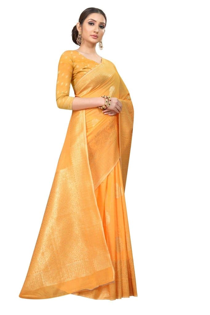 Silk Zone Women's Jamdani Cotton Woven Silk Saree with Blouse Piece view 4