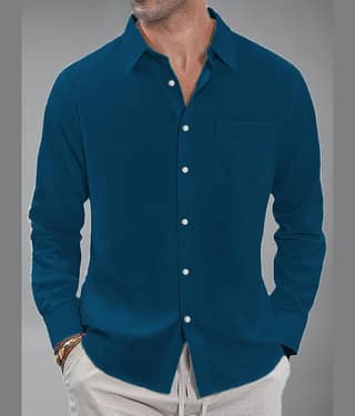 Yugnik Cotton Blend Slim Fit Full Sleeves Men's Formal Shirt - Turquoise ( Pack of 1 )