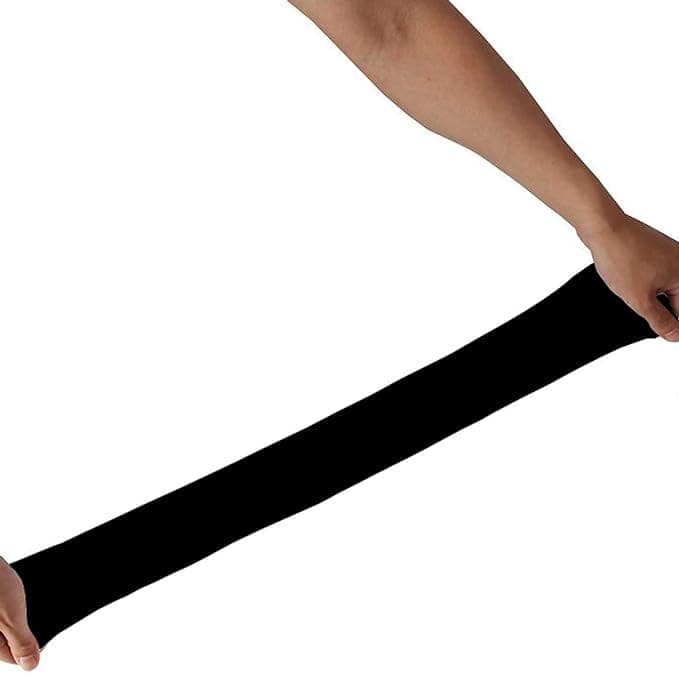 CHINTELS UV Sun Protection Arm Sleeves with Thumb hole Microfibre Arm Warmer, Pack of 5 (Black) view 2