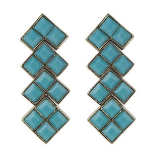Sea Blue Aqua Cubic Dangler Earrings for Girls Brass Material Earrings for Women's Fashion Jewellery for Party